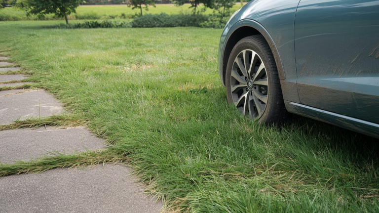 Parking car on grass